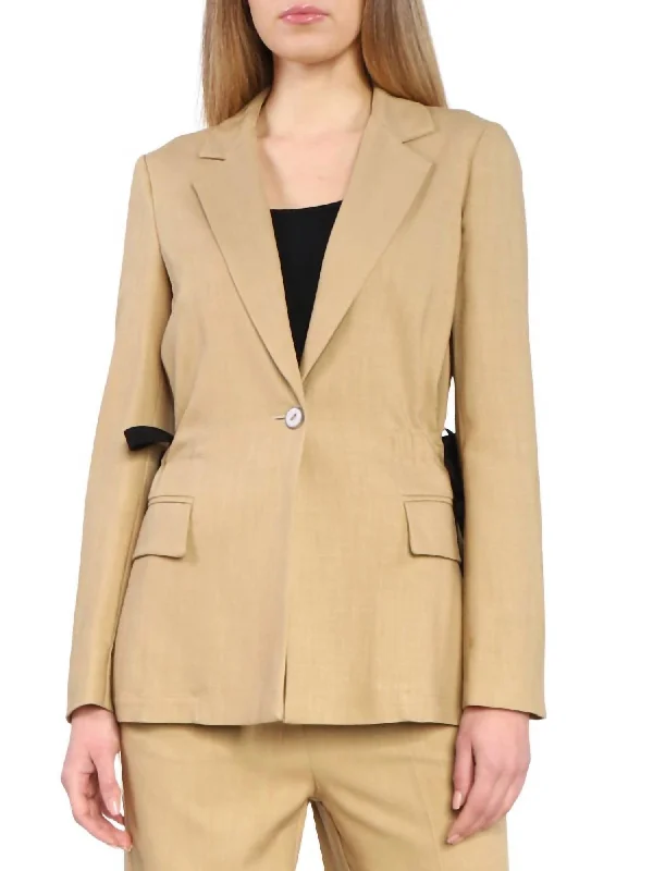 Cipro Tie Blazer Jacket In Natural