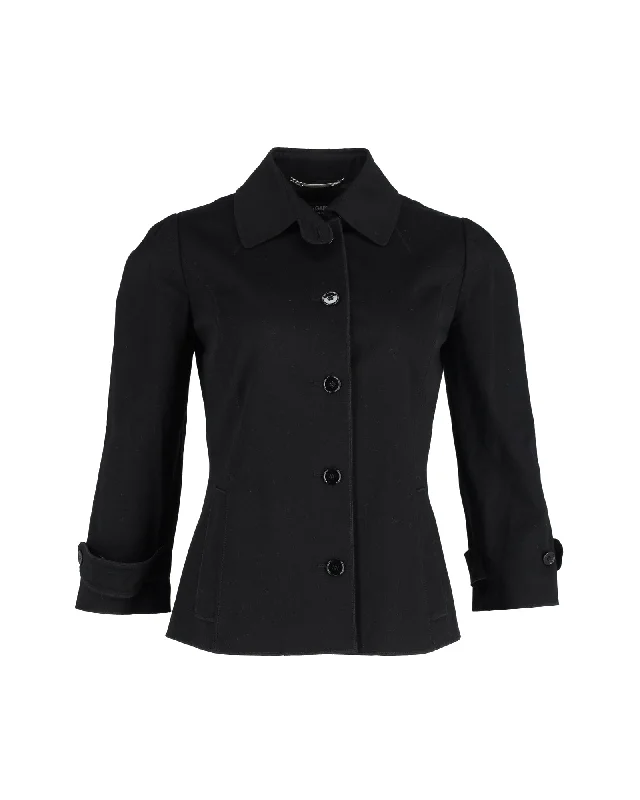 Dolce & Gabbana Button-Front Short Coat in Black Polyester