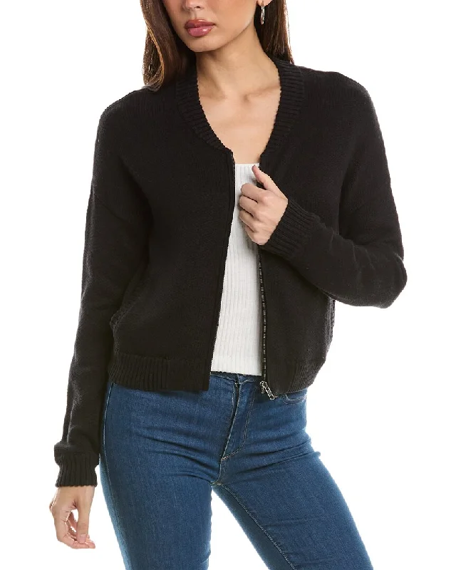 Hannah Rose Terry Cashmere-Blend Zip Bomber Jacket