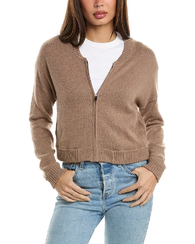 Hannah Rose Terry Cashmere-Blend Zip Bomber Jacket