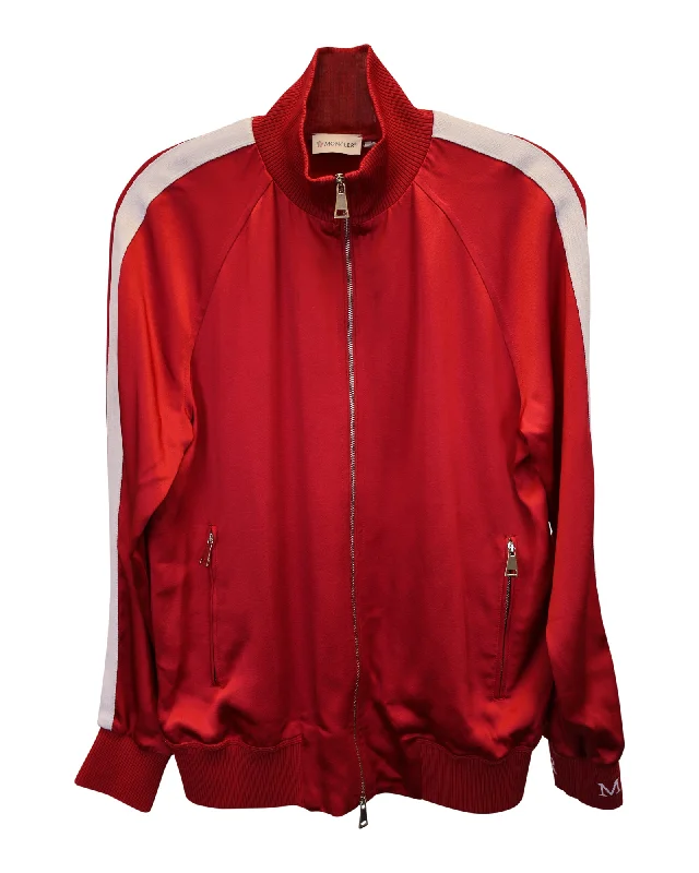 Moncler Camicia Track Jacket in Red Viscose