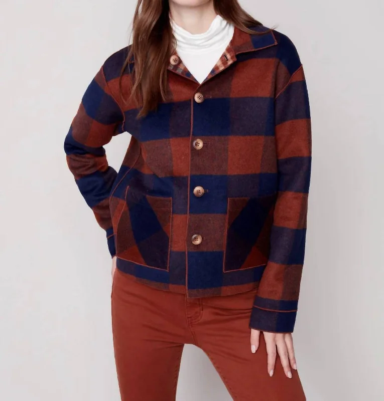 Plaid Reversible Jacket In Cinnamon