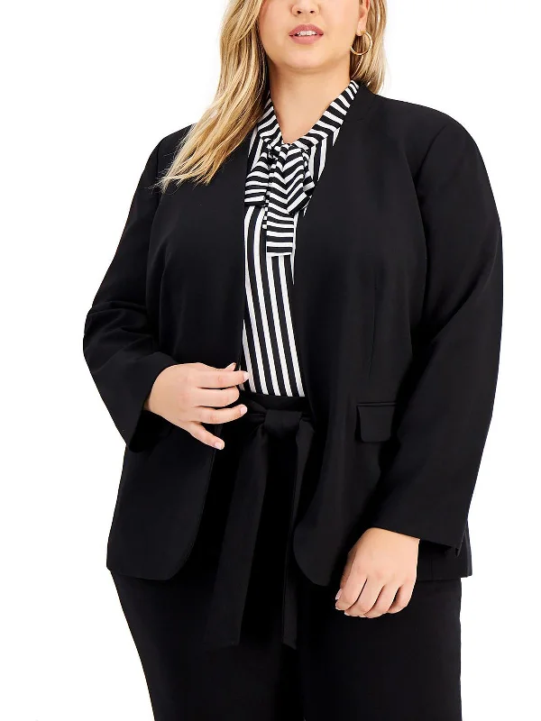 Plus Womens Office Business Open-Front Blazer