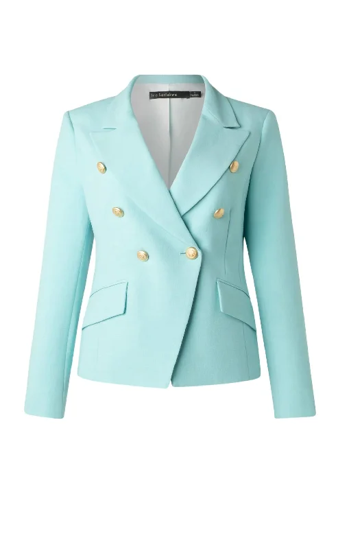 Womens Jacket 6 Buttons Suit Jacket In Aqua