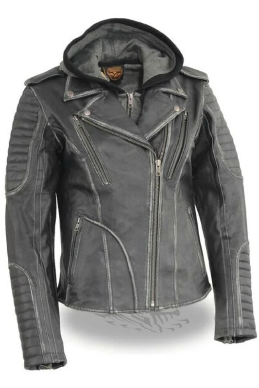 Ladies Distressed Jacket with Hood #2516