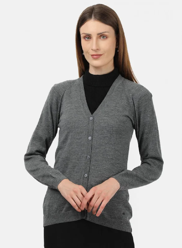 Women Grey Solid Cardigan