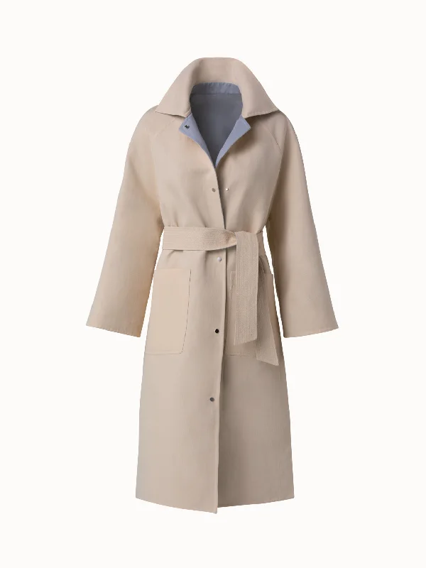 Reversible Bi-Color Cotton Linen Double-Face Belted Coat