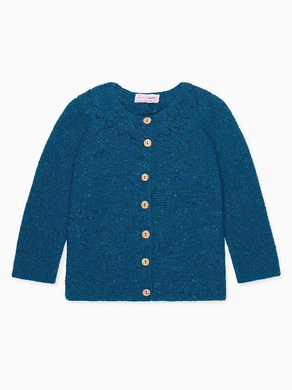 Teal Ivana Merino Girl Cardigan