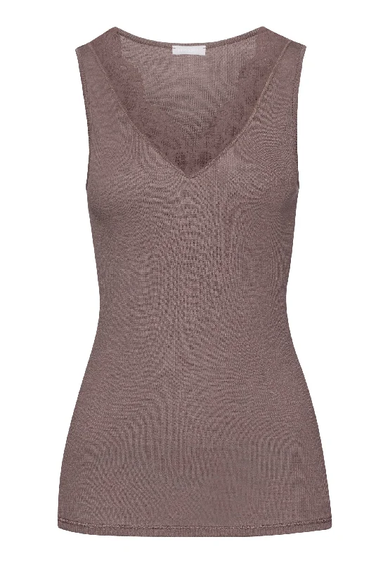 Woolen Lace Fine Ribbed Wool And Silk Tank Top | Stonewash 70912-2756