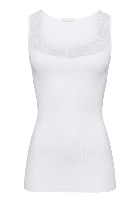 Cotton Delight Lace-Trim Cotton Tank Top | White 71837-101