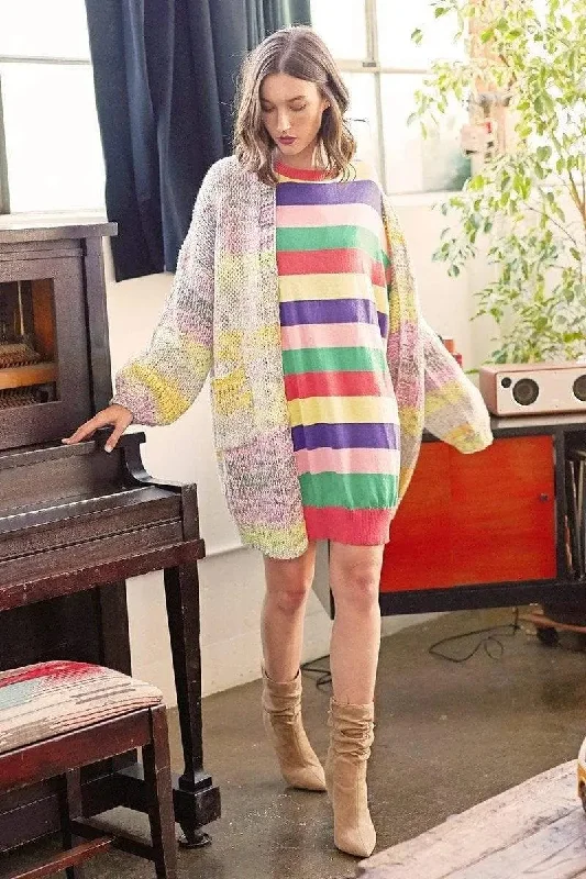 Blue Zone Planet |  Multicolored Striped Knit Sweater Dress