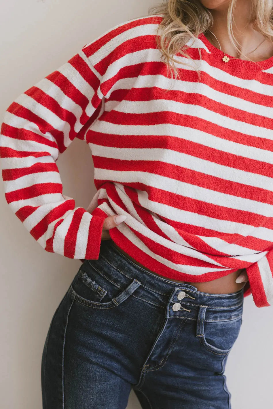 Destinia Striped Top in Red