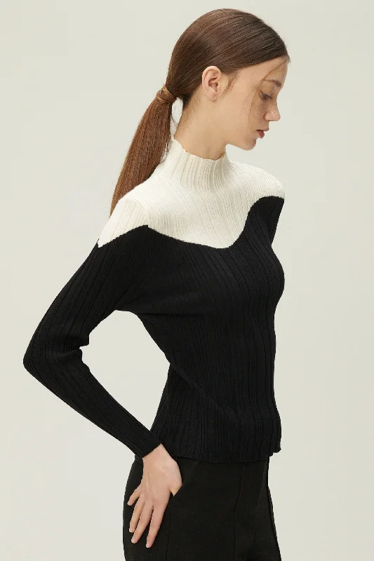 Eva Color Block Ribbed Knit Top