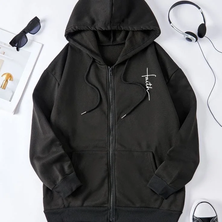 Faith zip-up hoodie oversized