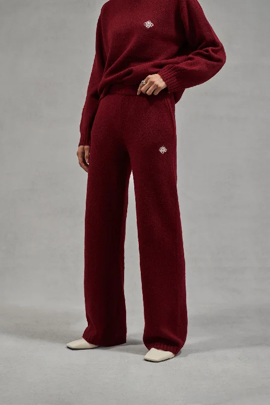 FLUFFY EMBLEM EMBROIDERED JOGGER - BURGUNDY