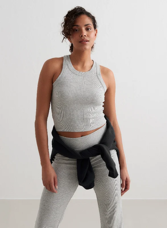 Grey Melange Ease Ribbed Tank Top