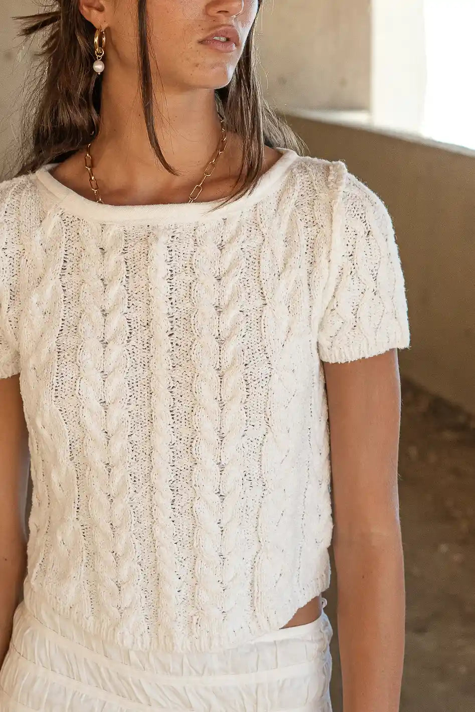 Jane Sweater Top in Ivory - FINAL SALE