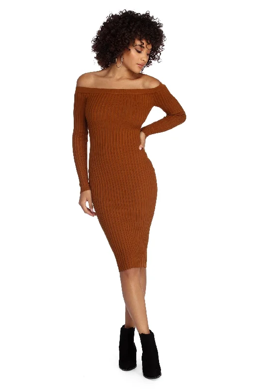 Spiced Up Knit Midi Dress