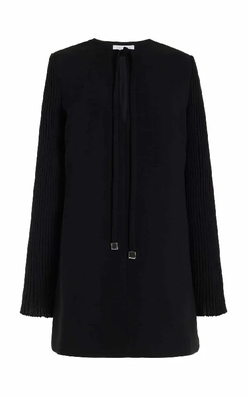 Beko Dress in Black Double-Face Wool Crepe