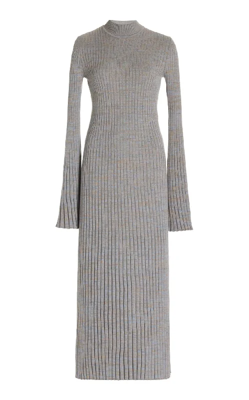 Castor Knit Dress in Light Blue Melange Cashmere