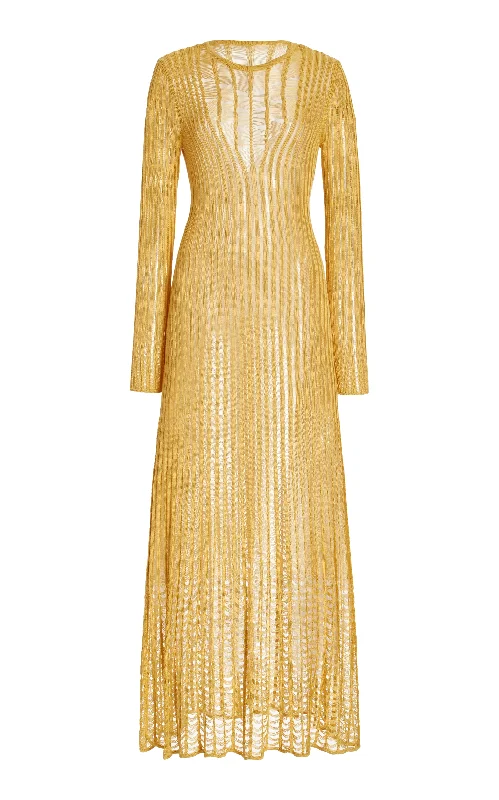 Maia Knit Dress in Gold Shappe Silk