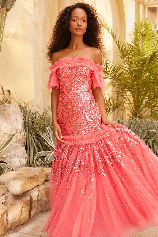 Regal Rose Off-Shoulder Gown