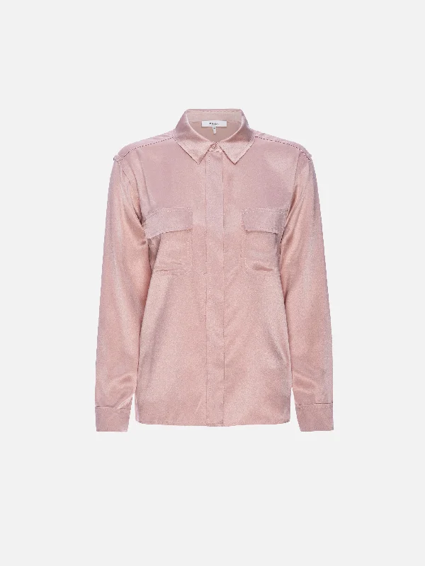 Raw Edge Double Pocket Shirt -- Peony